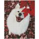Алмазная картина на подрамнике "Белый пес", размером 40х50 см (круглые камешки), С подрамником, 40 х 50 см