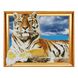 Алмазная мозаика по номерам круглыми камешками. Гордый тигр (на подрамнике), С подрамником, 40 x 50 см