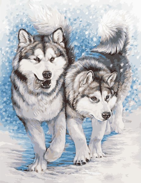 Купити Картина за номерами. Північні собаки  в Україні