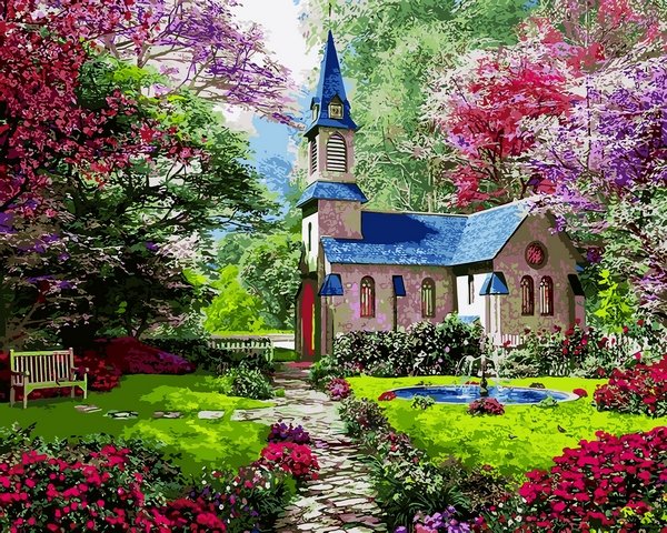 Купить Картина по номерам. Цветущий сад  в Украине