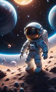 Купить Набор алмазной мозаики 30х50 см. "Космонавт" с голограммными камешками  в Украине