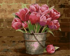 Купити Картина за номерами. Букет рожевих тюльпанів  в Україні