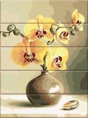 Купить Картина по номерам на дереве. Орхидеи в вазе  в Украине