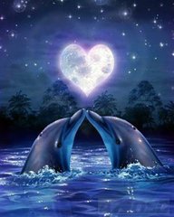 Купить Алмазная мозаика. Влюбленные дельфины  в Украине
