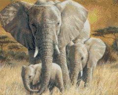 Купити Алмазна мозаїка. Слони 40 x 50 см  в Україні