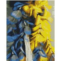 Купить Алмазная мозаика на подрамнике. Желто-голубые перья (30 х 40 см, набор для творчества, картина стразами)  в Украине