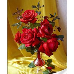 Купить Набор алмазной мозаики на подрамнике. Красные розы (30х40см, квадратные камешки, полная выкладка полотна) выкладка алмазами по номерам  в Украине