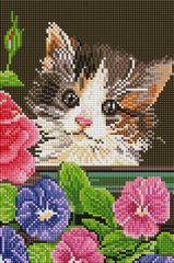 Купити Алмазна мозаїка 20х30 Котик у квітах DT723  в Україні