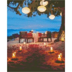 Купити Алмазна мозаїка на підрамнику. Романтична вечеря (круглими камінчаками, 40 x 50 см)  в Україні