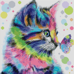 Купить Алмазная мозаика 40 х 40 см. Радужный котик  в Украине