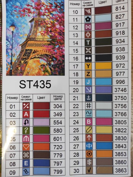 Купить Набор алмазной мозаики 30х40см Ейфелевая башня в цветах ST435  в Украине