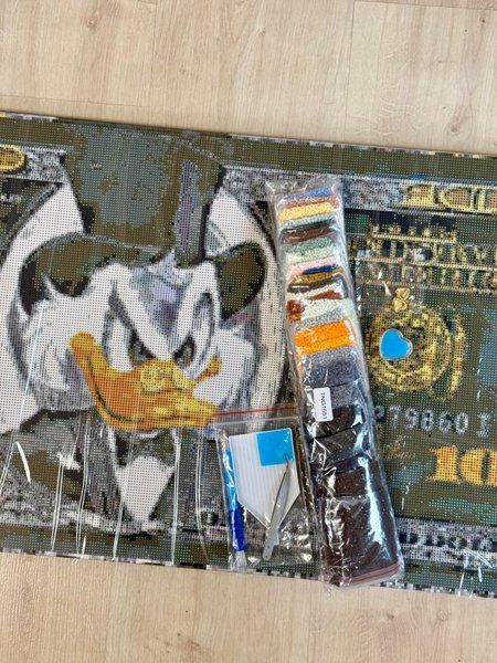 Купити Алмазна мозаїка на підрамнику 40х80 см з голограмними (AB) камінчиками. Золотий Скрудж Макдак  в Україні