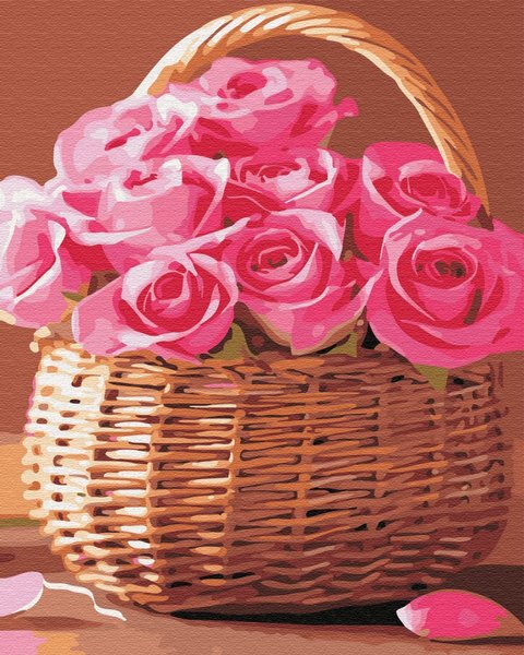 Купить Картина антистресс по номерам. Корзинка розовых роз  в Украине