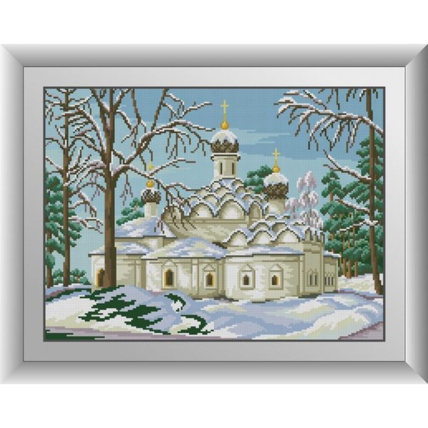 Купить Алмазная вышивка Храм в зимнем лесу  в Украине