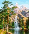 Купить Алмазная мозаика на подрамнике со специальными оттенками. Величественные горы и водопад (40х50 см, 46 цветов &ndash; из них 3 AB + 3 FD)  в Украине
