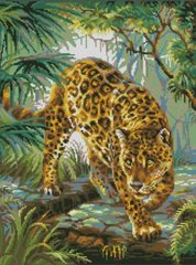 Купити Алмазна вишивка Леопард в джунглях  в Україні
