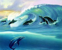 Купить Картина из мозаики. Дельфины  в Украине