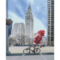 Купити Алмазна мозаїка на підрамнику. Припаркований велосипед із кульками (круглими камінчаками, 40 x 50 см)  в Україні
