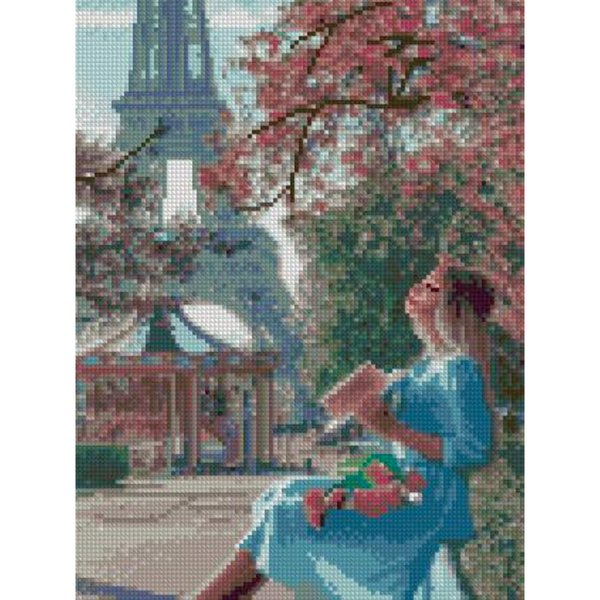 Купити Алмазная мозаїка на підрамнику. Весна в Парижі (круглими камінчиками, 30х40 см)  в Україні