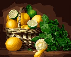 Купить Картина раскраска по номерам. Корзина лимонов и лаймов  в Украине