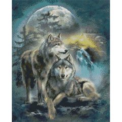 Купить Алмазная мозаика. Волки под луной (40 х 50 см, набор для творчества, картина стразами)  в Украине