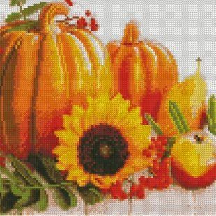 Купить Алмазная мозаика с круглыми камешками (на подрамнике, 30x30 см). Осенний натюрморт  в Украине