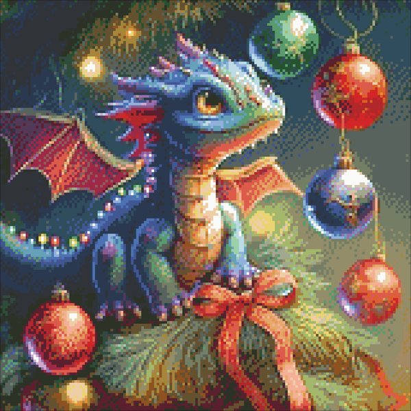 Купить Алмазная мозаика. Новогодний дракон 40 х 40 см  в Украине