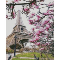Купити Алмазна мозаїка на підрамнику. Весняний Париж (круглими камінчаками, 40 x 50 см)  в Україні
