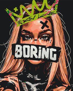 Купити Картина за номерами без коробки. Сумна дівчина з фарбами металік  в Україні