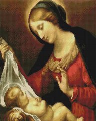 Купити Алмазна мозаїка за номерами (на підрамнику). Матір Божа з немовлям  в Україні