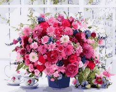 Купить Картина по номерам. Розовые хризантемы  в Украине