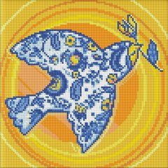 Купити Алмазна мозаїка на підрамнику, круглими камінчиками "Вільна пташка" 30х30см  в Україні