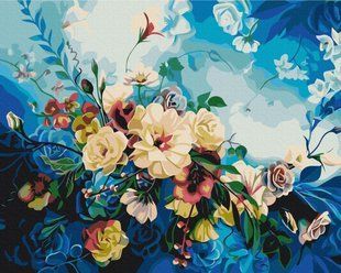 Купити Картина за номерами без коробки Квіти блакиті &copy;Anna Steshenko  в Україні