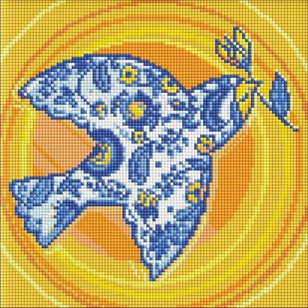 Купити Алмазна мозаїка на підрамнику, круглими камінчиками "Вільна пташка" 30х30см  в Україні