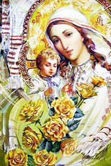 Купить Алмазная мозаика. Божья Матерь – Розы 60 х 40 см  в Украине