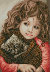 Купити Набір алмазної мозаїки Дівчинка з кішкою  в Україні