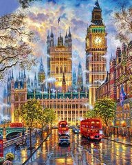 Купить Алмазная мозаика на подрамнике. Башня Биг-Бен в Лондоне 40 x 50 см  в Украине