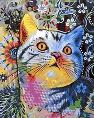 Купити Картина за номерами. Кольоровий кіт  в Україні