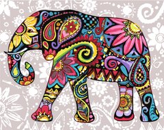 Купити Набір для малювання по цифрам. Квітковий слон (без коробки)  в Україні