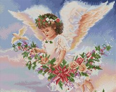 Купити Алмазна мозаїка 40х50 Ангел у квітах SP036  в Україні