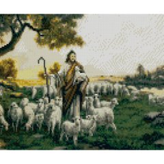 Купити Алмазная мозаїка на підрамнику. Пастир Божий (круглими камінчиками, 30х40 см)  в Україні