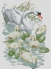 Купить Алмазная живопись Лебедь с птенцами  в Украине