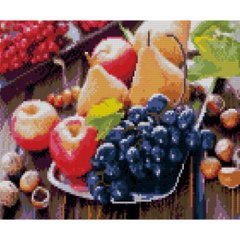 Купити Алмазная мозаїка на підрамнику. Соковиті фрукти (круглими камінчиками, 30х40 см)  в Україні