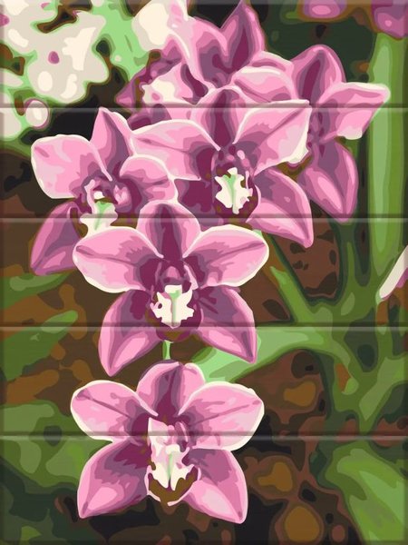 Купити Картина за номерами на дереві Рожеві орхідеї  в Україні