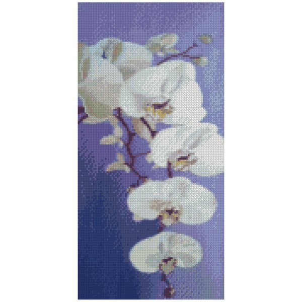 Купить Алмазная мозаика с круглым камнем. Цветок орхидеи (на подрамнике, 50 х 25 см)  в Украине