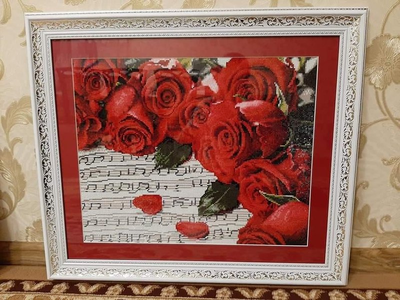 Купить Набор алмазной мозаики 40х50 Ноты и розы SP037  в Украине