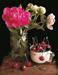 Купить Картина по номерам. Пион и вишни  в Украине