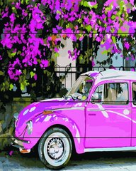 Купити Картина за номерами на дереві. Рожевий автомобіль  в Україні