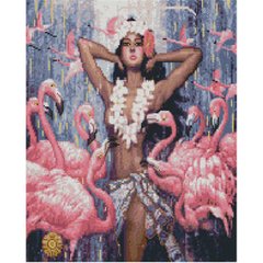 Купить Алмазная мозаика. Девушка с фламинго (40 х 50 см, набор для творчества, картина стразами)  в Украине