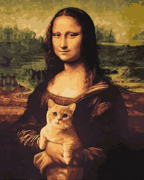 Купити Картина за номерами без коробки Мона Ліза з котиком  в Україні